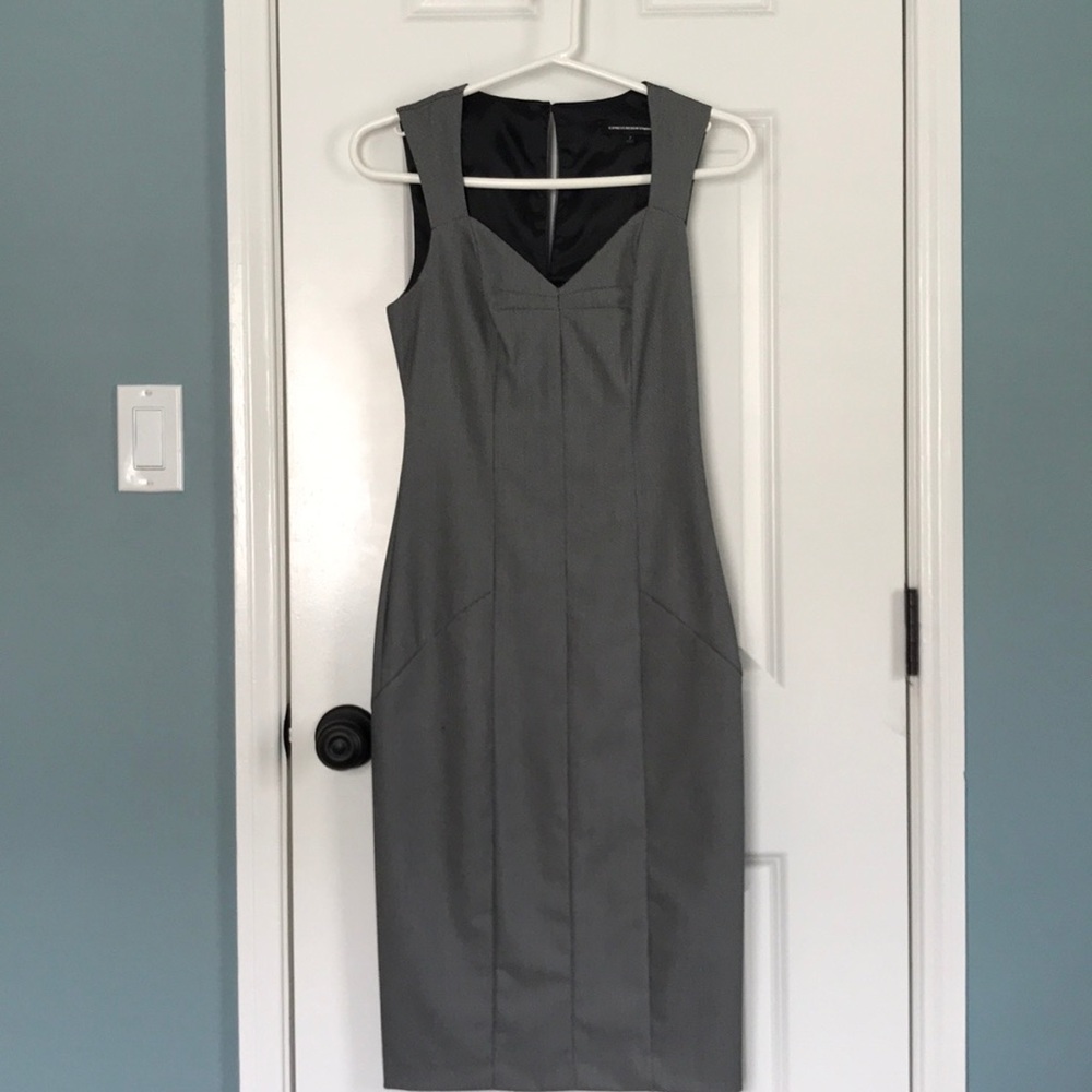 Size 2 grey and black sheath dress.